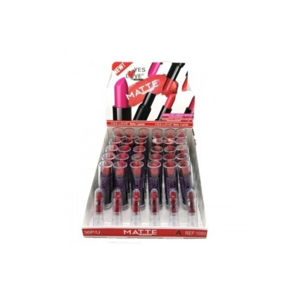 Présentoir de 36 : Rouge à lèvres matte 6 couleurs