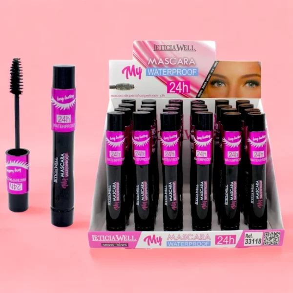 Présentoir de 24 : Mascaras noir 24h waterproof - Leticia Well