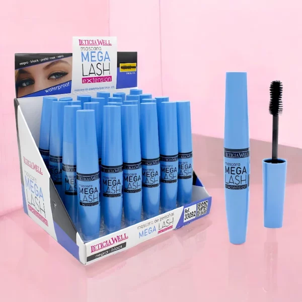 Présentoir de 24 : Mascaras noir intense mega cils - Leticia Well