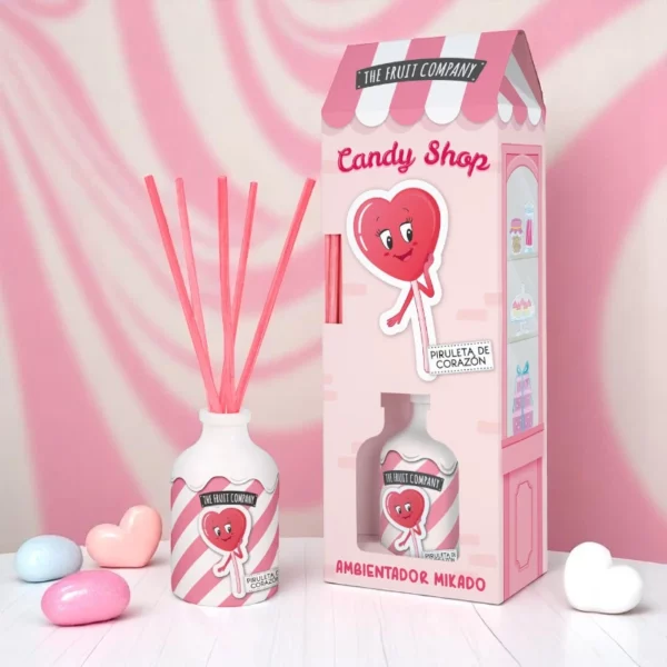 Lot de 3 : Mikado Parfumé - Sucette Cœur - Collection Candy Shop - The Fruit Company