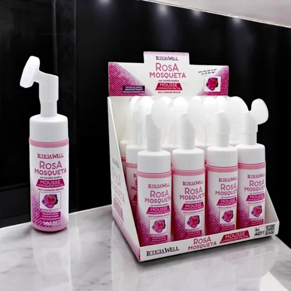 Présentoir de 12 : Mousses Nettoyantes Visage Avec Brosse à La Rose - Leticia Well