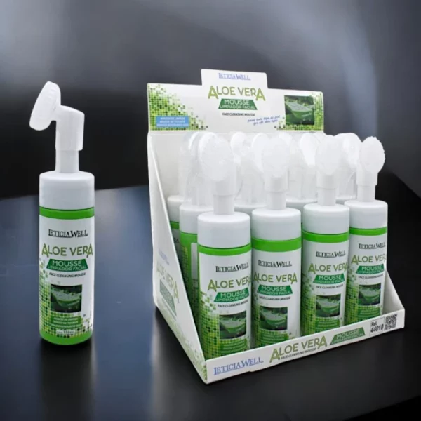 Présentoir de 12 : Mousses Nettoyantes Visage Avec Brosse à l'Aloe Vera - Leticia Well