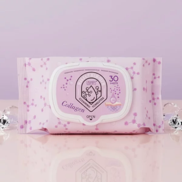 💎Carton de 12 : Lingettes Démaquillantes USHAS au Collagène 💎