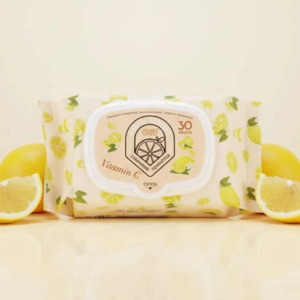🍋Carton de 12 : Lingettes Démaquillantes USHAS à la Vitamine C 🍋