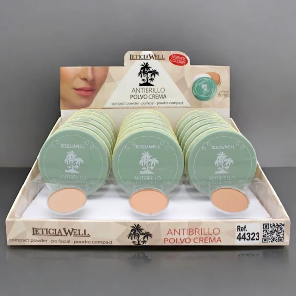 Présentoir de 18 : Poudres Compactes Anti-Brillance - Leticia Well