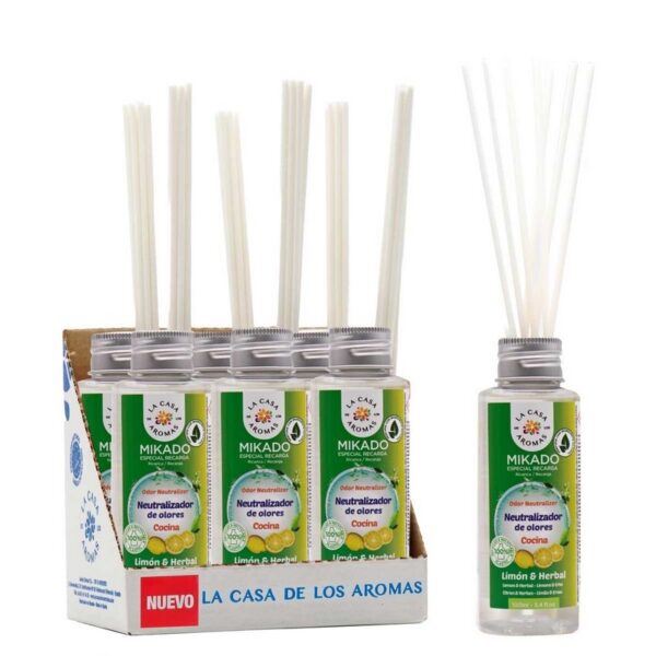 Lot de 6 Recharges de mikados premium 100ml  - Neutraliseur d'odeur cuisine