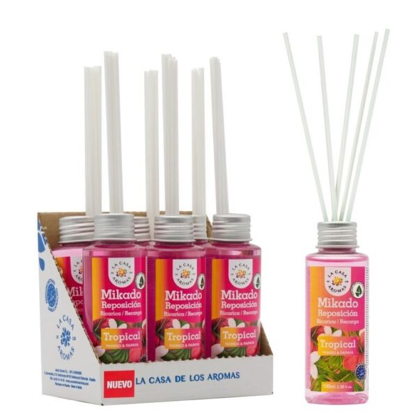 Lot de 6 Recharges de mikados premium 100ml  - Parfum tropical