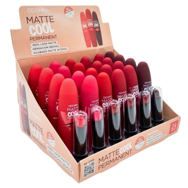 Présentoir de 24 : Rouge à lèvres Mat Cool 24H