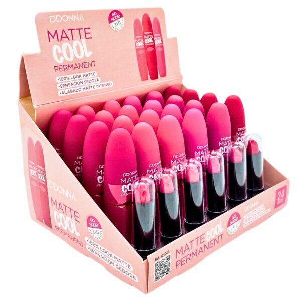 Présentoir de 24 : Rouge à lèvres Mat Cool 24H