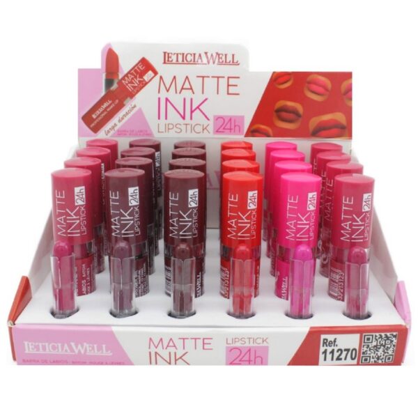 Présentoir de 24 : Rouge à lèvres Mat Ink 24H.