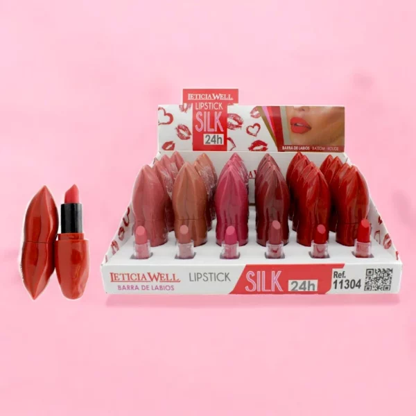 Présentoir de 24 : Rouge à Lèvres 24h SILK - Leticia Well