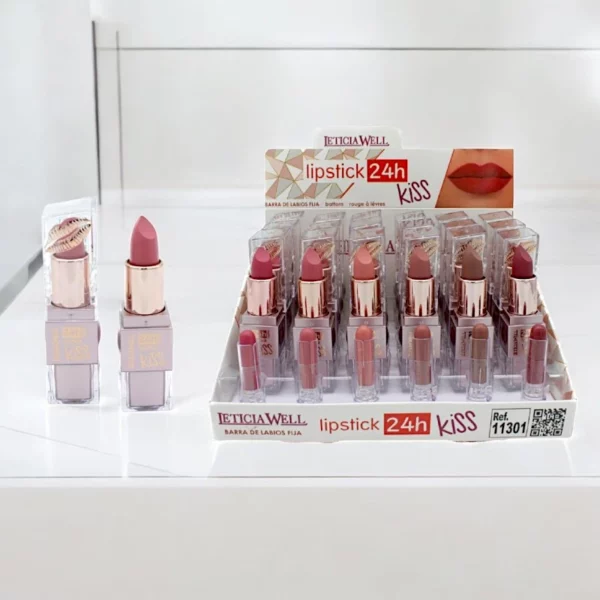 Présentoirs de 24 : Rouge à Lèvres "Lipstick 24h Kiss" + Échantillons - Leticia Well