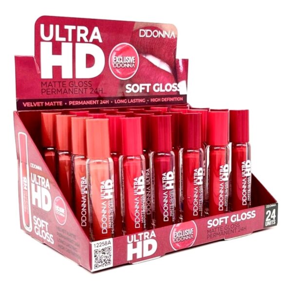 Présentoir de 24 : Lip Gloss Matte Ultra HD - Ddonna