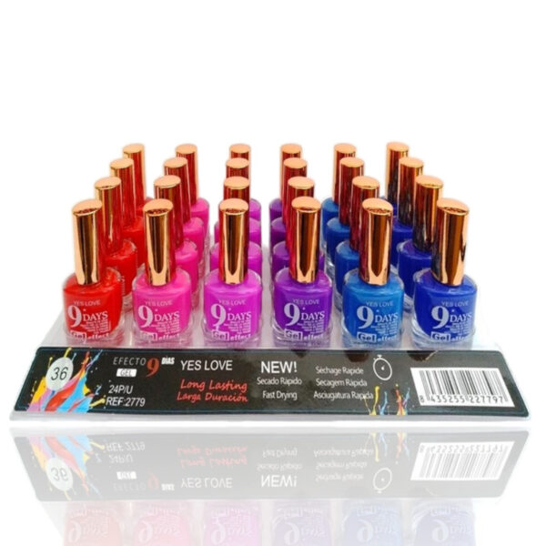 Présentoir de 24 : Vernis à ongles tenue 9 jours - Yes love