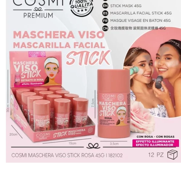 Cosmi | Masque visage STICK ROSE | 45 g | x6