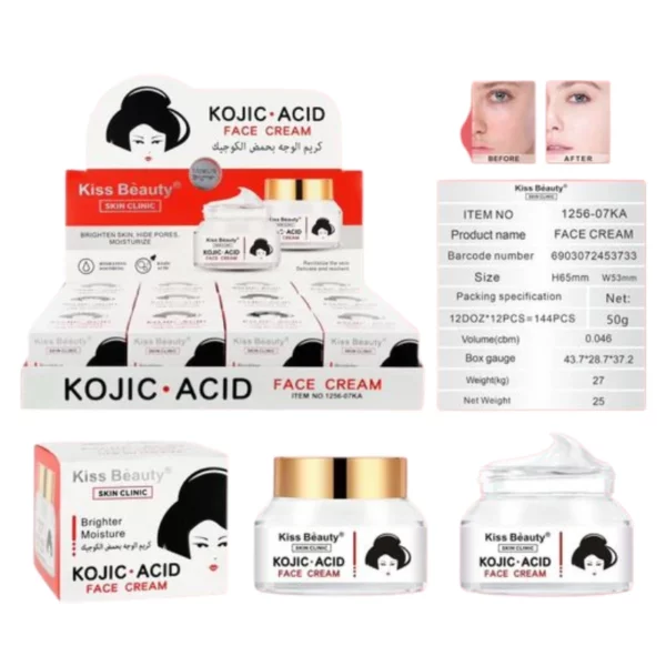 Kiss Beauty | Crèmes visage hydratantes à l’acide kojique | 50 ml | x12