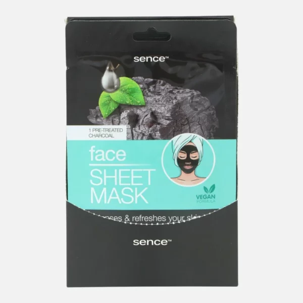 Lot de 12 : Masque en tissu pour le visage Sence Shelf Display 24 ml au charbon - Sence