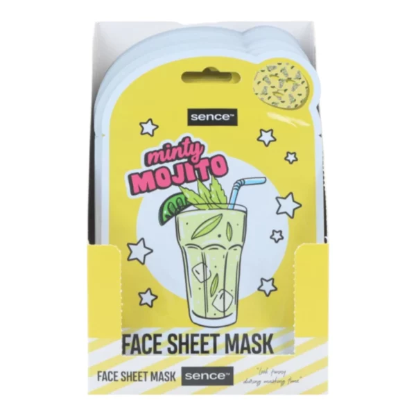 Sence | Masques faciaux imprimés en tissu, variante ludique | 20 ml | Présentoir x24