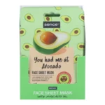 Sence | Masque en tissu imprimé pour le visage Avocat | 20 ml | Présentoir x12