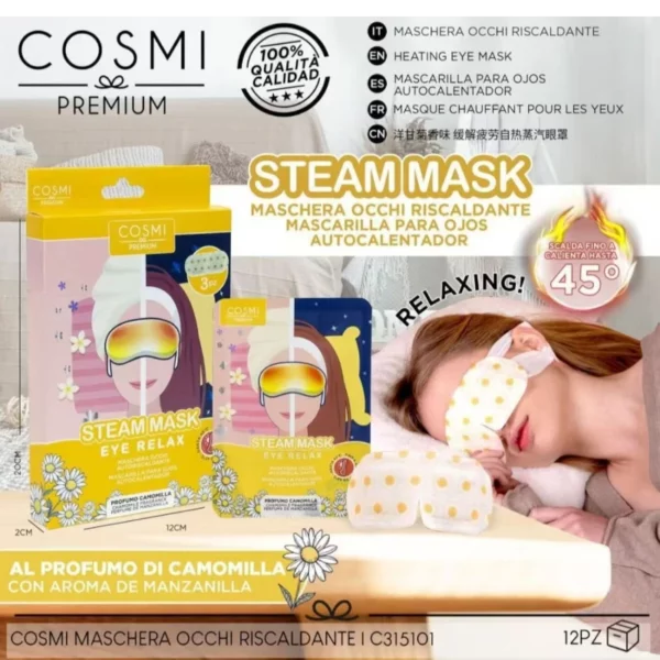Lot de 6 : Masque pour les yeux auto-chauffant à la camomille - Cosmi
