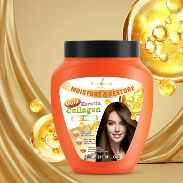 Masque Capillaire Prestige Or, Kératine & Collagène | Hydratation & Éclat Intense