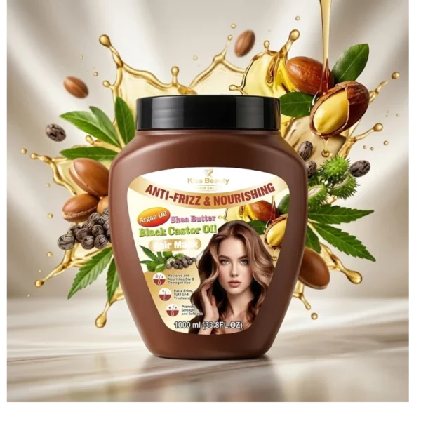 Karité | Masque Capillaire Professionnel Argan, Beurre de & Huile de Ricin Noir
