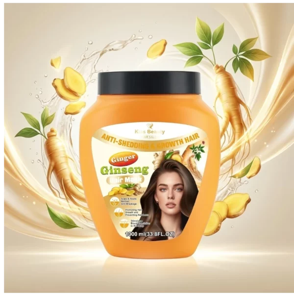 Masque Capillaire Professionnel Gingembre & Ginseng | Anti-Chute & Croissance Intense