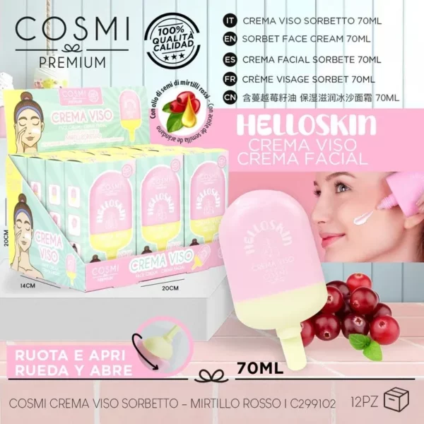 Cosmi | Crème Visage Glace Aux Baies Rouges | 70 ml | x12
