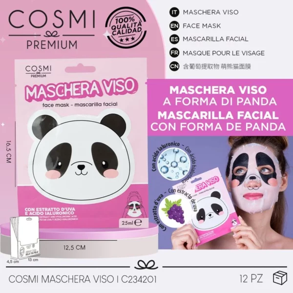 Lot de 12 : MASQUE VISAGE PANDA  - Cosmi