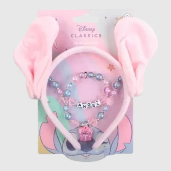 Cerdá | Set 3 pièces Stitch rose – collier, bracelet & serre-tête – EAN 8445484438185