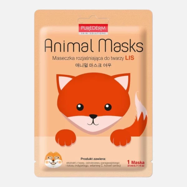 Purederm | Masque visage animal renard | 21 ml | x12