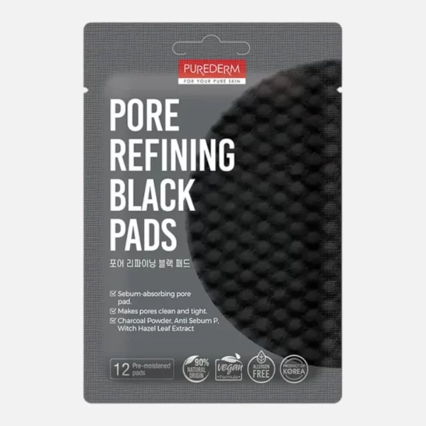 Purederm | Disques noirs absorbant l'excès de sébum | x12