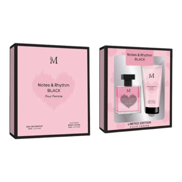 Coffret cadeau femme 2 pièces "NOTES RHYTHM BLACK" 100ml - Montage Brands