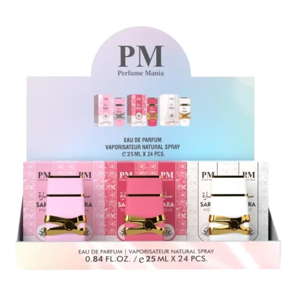 PM | Eau de parfum mini femme "SARA" | 25 ml | Présentoir x24