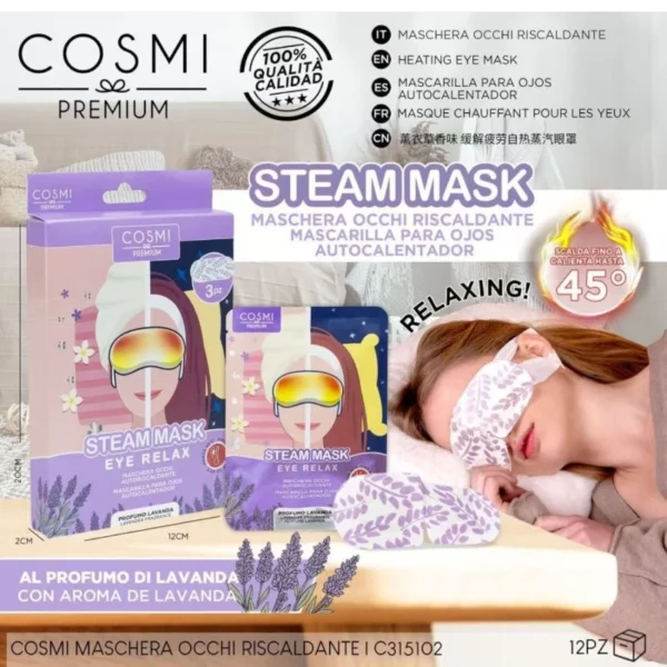 Lot de 6 : Masque pour les yeux auto-chauffant à la lavande - Cosmi