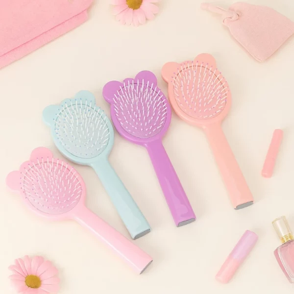 Brosse à Cheveux Rondes Colorées OREILLES FANTAISIES | Carton x12