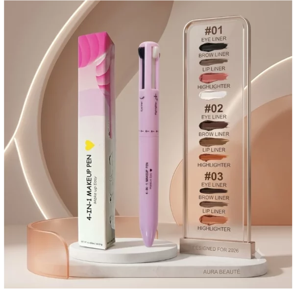 Lot de 12 : Stylo de Maquillage 4-en-1 - Eyeliner, Sourcils, Lèvres et Enlumineur