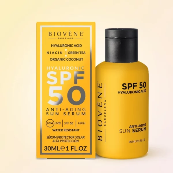 Biovène Barcelona | Sérum Solaire Anti-Âge SPF 50 – Haute Protection Visage & Contour des Yeux | x6
