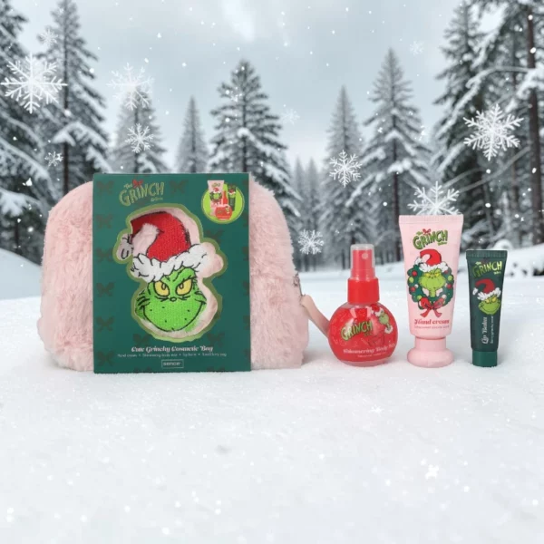 💚🎄 Lot de 6 Coffrets Cadeaux Beautés Le Grinch avec Mini Trousse en Fourrure – Dr. Seuss par Sence 🎁✨