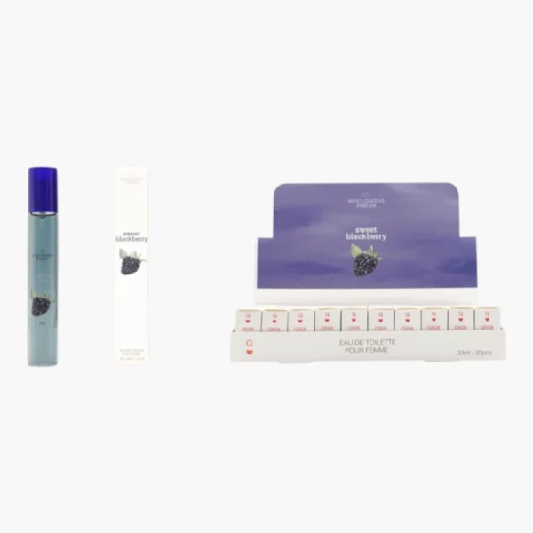 🌟Présentoir de 20 : Eau de toilette "MÛRE SUCRÉE" - Reyes Queens