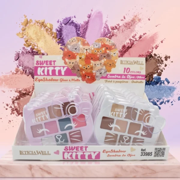 Leticia Well | Palettes Fard à paupières Sweet Kitty – 10 Couleurs | Présentoir x12