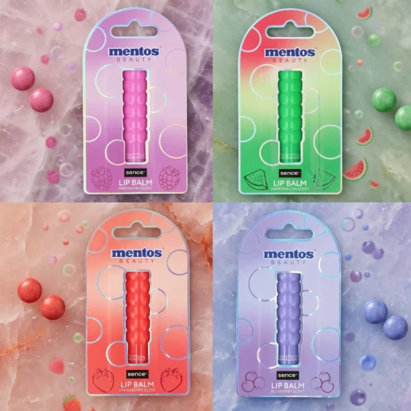 Sence | Baume à lèvres 4 assortiments Pastel Fruité MENTOS | Présentoir x24