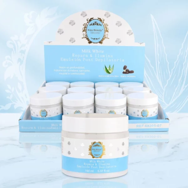 Kiss Beauty | Crèmes Post-Épilation Éclaircissantes "Milk White" | Présentoir x12