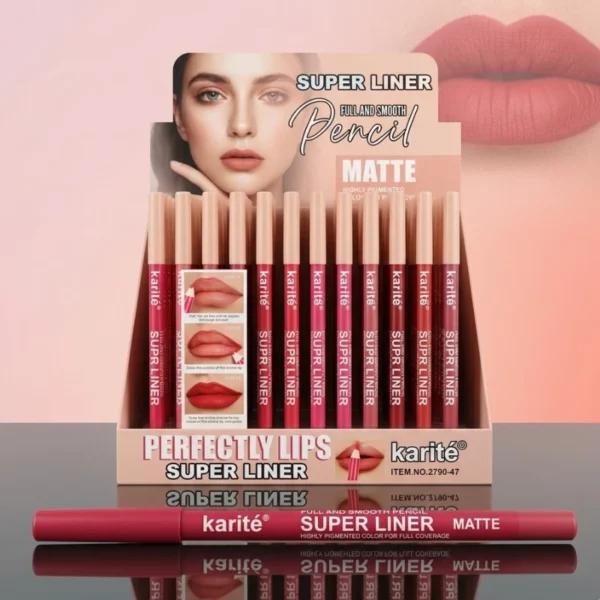 ✨💋 Présentoir Box de 48 Crayons Contours des Lèvres KARITÉ® 💖🌟 Perfectly Lips Super Liner Pencil – Fini Mat Ultra-Pigmenté & Tracé Parfait 💎