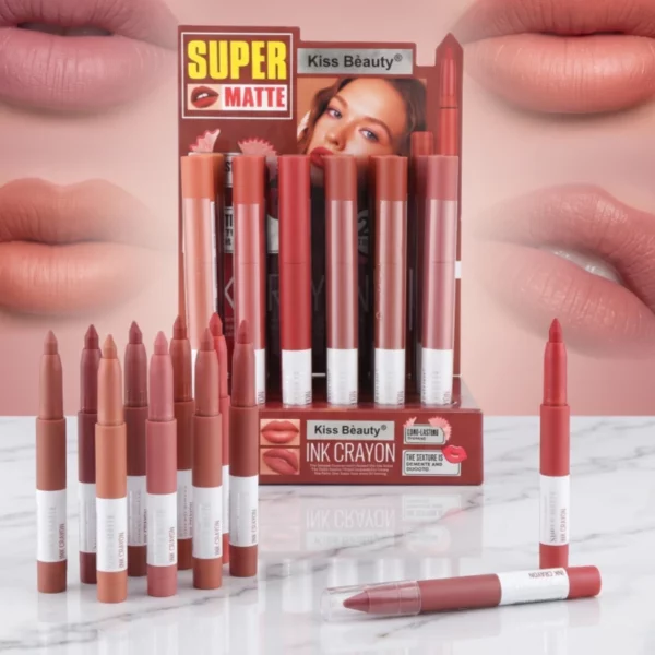 Kiss Beauty | Crayons rouge à lèvres Super Matte Ink | Présentoir x24