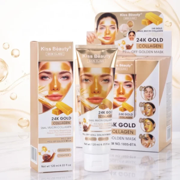 Kiss Beauty | Masque visage Peel-Off Or 24K | Présentoir x12