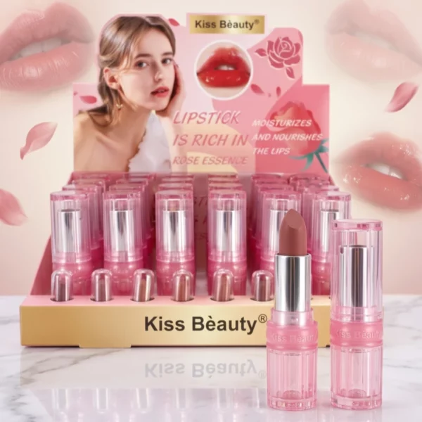 Kiss Beauty | Rouges à lèvres à la rose | Présentoir x24