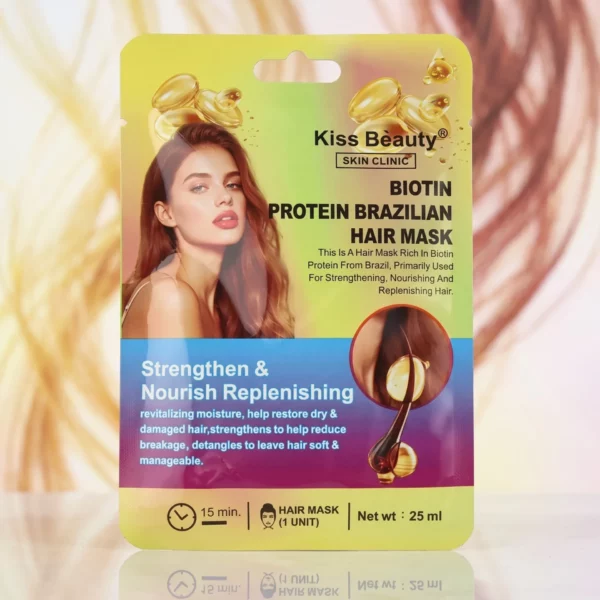 Kiss Beauty | Masques capillaires Biotine & Protéine Brésilienne | x8