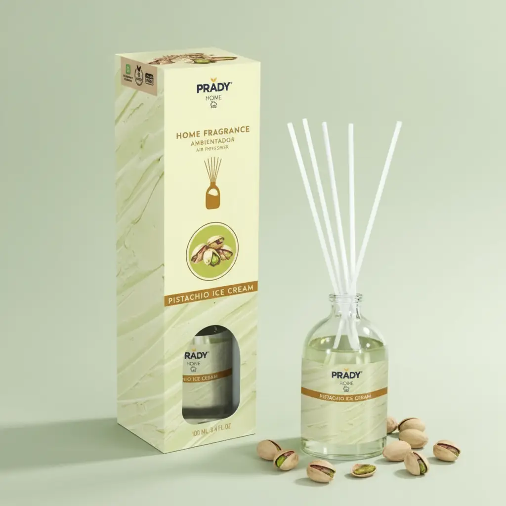 mikado-prady-PISTACHIO-ICE-CREAM.webp Prady | Mikado parfumé – Glace à la Pistache | 100 ml | x6 – Image 1