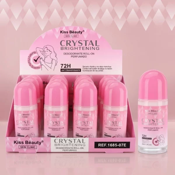 Kiss Beauty | Déodorant roll on parfumé "Crystal Brightening" | Présentoir x12